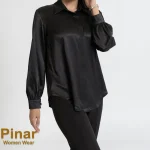شومیز مشکی طرحدار ساتن