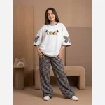 لباس دخترانه تیشرت شلوار طرح پروانه سایز 60 تا 70 - Image 2