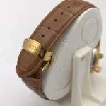 ساعت مردانه سیکو طلایی صفحه سفید بند چرمی موتور ژاپن - Image 3