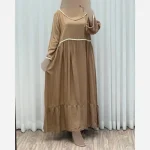 لباس ساحلی زنانه نخی طرح نواری فری سایز - Image 6