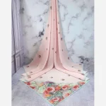 روسری نخ کاستوم طرح تبسم قواره بزرگ 140x140 سیتو صورتی آبی - Image 6