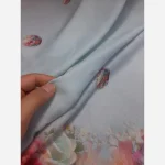 روسری نخ کاستوم طرح تبسم قواره بزرگ 140x140 سیتو صورتی آبی - Image 7