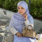 روسری نخی کاستوم طرح ندا قواره بزرگ 140 سانتیمتر چرخ دوز لیز نیست - Image 7