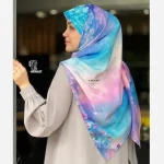 روسری نخ کاستوم طرح درنا سایز 140 صورتی چرخ دوز سیتو - Image 8