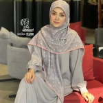 روسری نخ کاستوم طرح شکوفه بهاری خال خالی ریز قواره بزرگ 140x140 - Image 7
