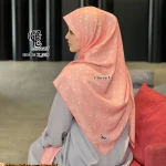 روسری نخ کاستوم طرح شکوفه بهاری خال خالی ریز قواره بزرگ 140x140 - Image 9