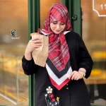 روسری نخی کاستوم طرح دنیز قواره 110 قرمز - Image 2
