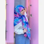 روسری نخ طرح گلکسی قواره بزرگ 140 - Image 4