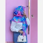 روسری نخ طرح گلکسی قواره بزرگ 140 - Image 5