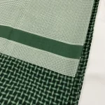 روسری نخی کاستوم طرح کاملیا قواره 110 کرم قهوه ای سبز - Image 7