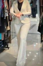 کت و شلوار مجلسی  زنانه گیپور دار - Image 4