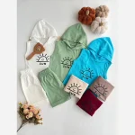 ست تاپ و شورت کلاهدار نوزادی پسرانه جنس پنبه لطیف سایز 6 ماه تا 3 سال - Image 4