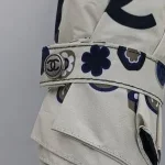 چتر اتوماتیک برند چنل CHANEL ضد باد با پارچه نانو و جعبه کادویی رنگ کرم نخودی - Image 3