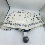 چتر اتوماتیک برند چنل CHANEL ضد باد با پارچه نانو و جعبه کادویی رنگ کرم نخودی - Image 6