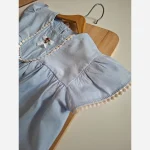 پیراهن چین دار کتان تابستانی بچگانه 1 تا 8 سال با رنگ بندی متنوع - Image 18