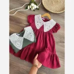 پیراهن دخترانه موسلین تابستانه خنک سایز 3 تا 9 سال - Image 8