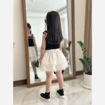 ست تاپ و دامن دخترانه جنس نخ پنبه و کراش مناسب 2 تا 7 سال - Image 3