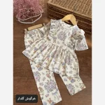 ست بلوز و شلوار راحتی دخترانه جنس پنبه سایز 40 تا 60 مناسب 2 تا 9 سال