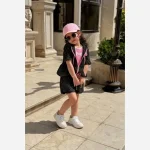 ست دخترانه سه تکه تاپ رویه تور و شلوارک مناسب 2 تا 9 سال - Image 4