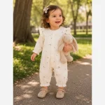 سرهمی نوزادی دخترانه طرح گل گلی جنس پنبه