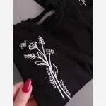 تیشرت دخترانه پنبه لاکرا مشکی گلدوزی شده - Image 2