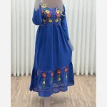 پیراهن گلدوزی هندی بلند نخی واردتی فری سایز - Image 3