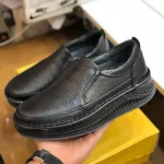 کفش چرم طبیعی مردانه طرح کلارک بی بند مشکی با کفی طبی و زیره پیو - Image 5