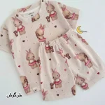 ست تیشرت و شلوارک بچگانه نخ پنبه کبریتی طرح دار - Image 3
