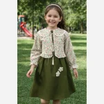 کت و سارافون دخترانه مدل گل بهاری کرپ مازراتی و لنین سایز 1 تا 3 - Image 3