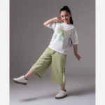 ست تیشرت و شلوار دخترانه جین سایز 40 تا 65 جنس پنبه و کتان طرح پاپیون - Image 4