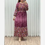 پیراهن ساحلی نخی حاشیه دار زیر سینه کشدار فری سایز - Image 5