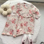 بلوز و شلوار راحتی دخترانه طرح تدی جنس ریلی - Image 2