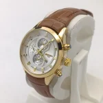ساعت مچی زنانه سیکو بند چرمی طلایی صفحه سفید موتور ژاپن - Image 2