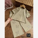 ست تیشرت و شلوار دخترانه پنبه دورس مناسب 3 تا 12 سال سایزبندی 35 تا 60 - Image 2