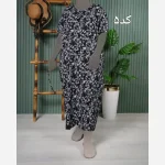پیراهن نخی آستین کوتاه زنانه فری سایز بلند - Image 3