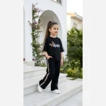 ست تیشرت و شلوار دخترانه پنبه درجه یک مناسب 4 تا 12 سال سایز 45 تا 65 - Image 3