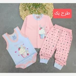 ست سه تکه نوزادی بادی و شلوار نخ پنبه ضد حساسیت - Image 2
