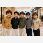 پیراهن اسپرت پسرانه خردلی کتان ترک سایز 3 تا 12 سال - Image 2