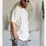 تیشرت باکسی برند ایسان جنس پنبه دو رو رنگ مشکی و سفید فری سایز - Image 6