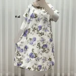 پیراهن کوتاه نخی طرح دار لامبادا فری سایز زنانه - Image 8
