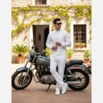 ست پیراهن و شلوار مردانه الیاف طبیعی ماهان مدل آرین و سهند رنگ سفید