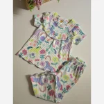 ست بلوز شلوار راحتی دخترانه طرح دار خنک تابستانی 1 تا 12 سال - Image 4