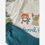 ست تیشرت و شلوارک راحتی بچگانه طرح حیوانات Good Boy نخ پنبه اعلا سایز 40 تا 50 - Image 5