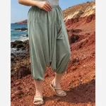 شلوار تبتی نخی قواره آزاد فری سایز زنانه - Image 5