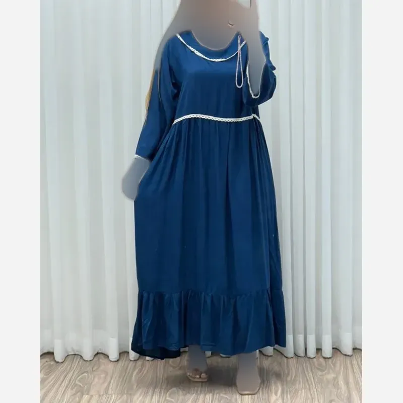 d0f7c754-28b8-422e-b915-ce4493793cd2 لباس ساحلی زنانه نخی طرح نواری فری سایز - Image 1