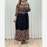 پیراهن ساحلی نخی حاشیه دار زیر سینه کشدار فری سایز - Image 2