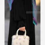 مانتو عبایی عربی مدل مهدا جنس کرپ سوپر الیزه با دامن نیم کلوش - Image 2