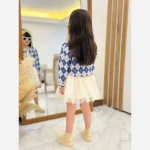 ست سه تیکه کت دامن و تاپ دخترانه لمزور شاین لمه و تور کریستال مناسب 7 تا 11 سال 4 رنگ - Image 11