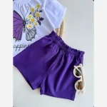 ست تیشرت و شلوارک دخترانه طرح پروانه جنس پنبه اعلا نوزادی و کودک - Image 18