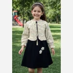کت و سارافون دخترانه مدل گل بهاری کرپ مازراتی و لنین سایز 1 تا 3 - Image 2